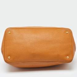 Pre Owned Prada Brown Vitello Daino Leather Open Tote