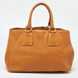 Pre Owned Prada Brown Vitello Daino Leather Open Tote