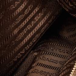 Pre Owned Prada Brown Vitello Daino Leather Open Tote