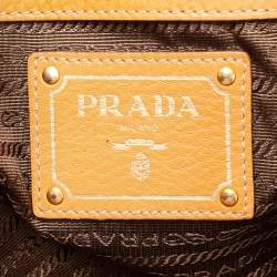 Pre Owned Prada Brown Vitello Daino Leather Open Tote