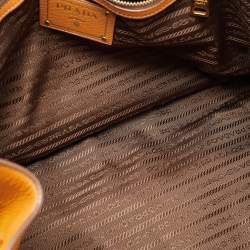 Pre Owned Prada Brown Vitello Daino Leather Open Tote