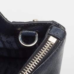 Pre Owned Prada Navy Blue Saffiano Lux Leather Small Galleria Double Zip Tote