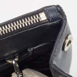 Pre Owned Prada Navy Blue Saffiano Lux Leather Small Galleria Double Zip Tote