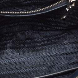 Pre Owned Prada Navy Blue Saffiano Lux Leather Small Galleria Double Zip Tote