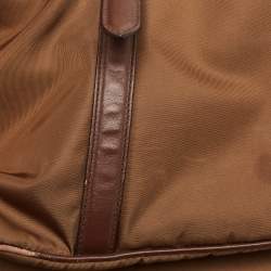 Pre Owned Prada Two Tone Brown Nylon and Leather Tote