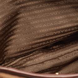 Pre Owned Prada Two Tone Brown Nylon and Leather Tote