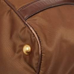 Pre Owned Prada Two Tone Brown Nylon and Leather Tote