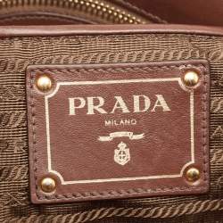 Pre Owned Prada Two Tone Brown Nylon and Leather Tote