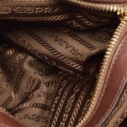 Pre Owned Prada Two Tone Brown Nylon and Leather Tote