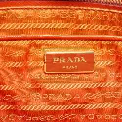 Pre Owned Prada Orange Saffiano Vernice Leather Parabole Tote