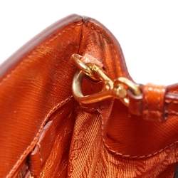 Pre Owned Prada Orange Saffiano Vernice Leather Parabole Tote