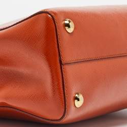 Pre Owned Prada Orange Saffiano Vernice Leather Parabole Tote