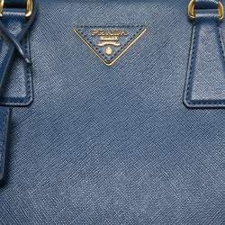 Pre Owned Prada Blue Saffiano Lux Leather Medium Galleria Tote