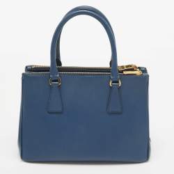 Pre Owned Prada Blue Saffiano Lux Leather Medium Galleria Tote