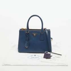 Pre Owned Prada Blue Saffiano Lux Leather Medium Galleria Tote
