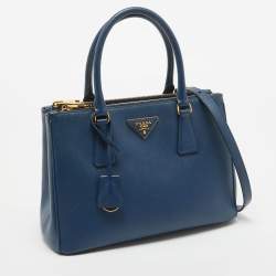 Pre Owned Prada Blue Saffiano Lux Leather Medium Galleria Tote