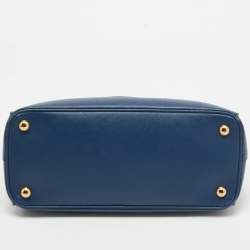 Pre Owned Prada Blue Saffiano Lux Leather Medium Galleria Tote