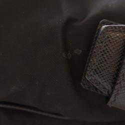 Prada Black Saffiano Trimmed Small Tessuto Flap-Top Briefcase