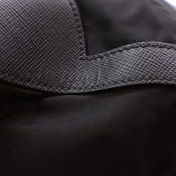 Prada Black Saffiano Trimmed Small Tessuto Flap-Top Briefcase