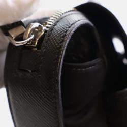 Prada Black Saffiano Trimmed Small Tessuto Flap-Top Briefcase