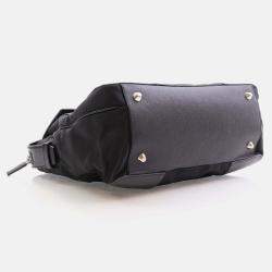 Prada Black Saffiano Trimmed Small Tessuto Flap-Top Briefcase