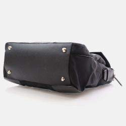 Prada Black Saffiano Trimmed Small Tessuto Flap-Top Briefcase