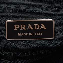Pre Owned Prada Black Leather Logo Hobo