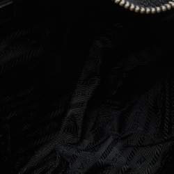 Pre Owned Prada Black Leather Logo Hobo