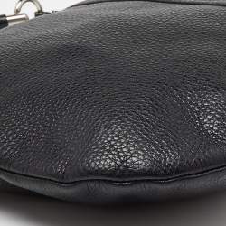 Pre Owned Prada Black Leather Logo Hobo