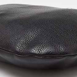 Pre Owned Prada Black Leather Logo Hobo
