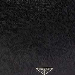 Pre Owned Prada Black Leather Logo Hobo