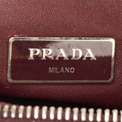 Pre Owned Prada Burgundy Saffiano Lux Leather Small Galleria Double Zip Tote
