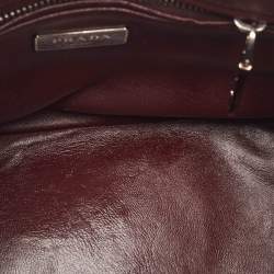 Pre Owned Prada Burgundy Saffiano Lux Leather Small Galleria Double Zip Tote