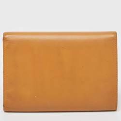 Prada Tan Leather Logo Plague Trifold Wallet