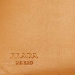 Prada Tan Leather Logo Plague Trifold Wallet