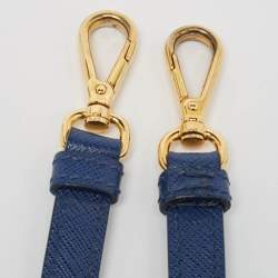 Pre Owned Prada Blue Saffiano Lux Leather Medium Double Zip Tote