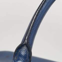 Pre Owned Prada Blue Saffiano Lux Leather Medium Double Zip Tote