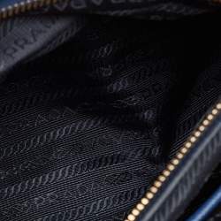Pre Owned Prada Blue Saffiano Lux Leather Medium Double Zip Tote