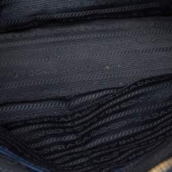 Pre Owned Prada Blue Saffiano Lux Leather Medium Double Zip Tote