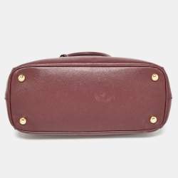 Pre Owned Prada Burgundy Saffiano Lux Leather Medium Galleria Tote