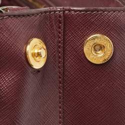 Pre Owned Prada Burgundy Saffiano Lux Leather Medium Galleria Tote