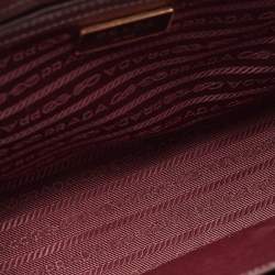 Pre Owned Prada Burgundy Saffiano Lux Leather Medium Galleria Tote