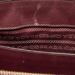 Pre Owned Prada Burgundy Saffiano Lux Leather Medium Galleria Tote
