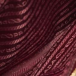 Pre Owned Prada Burgundy Saffiano Lux Leather Medium Galleria Tote