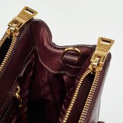 Pre Owned Prada Burgundy Saffiano Lux Leather Medium Galleria Tote