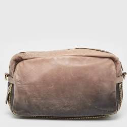 Prada Ombre Brown Glace Leather Multi Zip Crossbody Bag