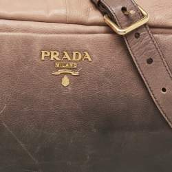 Prada Ombre Brown Glace Leather Multi Zip Crossbody Bag