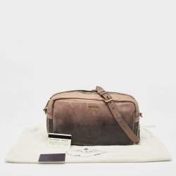 Prada Ombre Brown Glace Leather Multi Zip Crossbody Bag