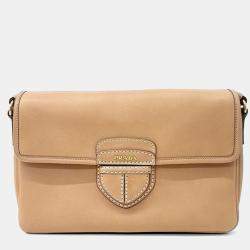 Prada Beige Leather City Calf Crossbody Bag