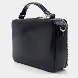 Pre Owned Prada Black Leather Spazzolato Travel Crossbody Bag